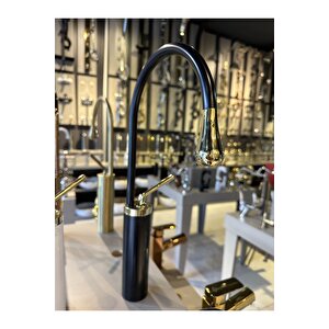 Çanak Lavabo Bataryası Gold Siyah Lavabo Musluğu Drop Design Gold Lavabo Armatür