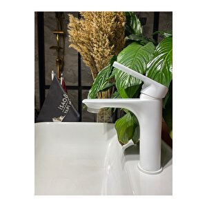 Beyaz Lavabo Bataryası Beyaz Banyo Musluğu Mat Beyaz Lavabo Musluk Kare Modern Tasarım