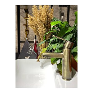 Mat Gold Lavabo Bataryası Antik Lavabo Bataryası Altın Lavabo Musluğu Fırçalanmış Mat Altın Batarya