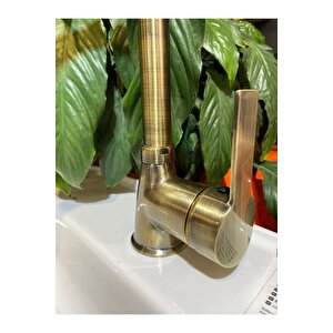 Antik Gold Lavabo Bataryası Kolay Abdest Tasarım Yüksek Lavabo Musluğu Leke Kireç Tutmayan Model