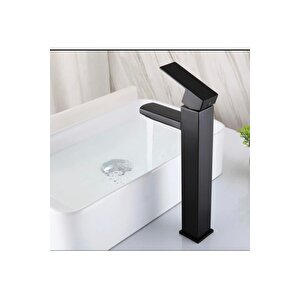 Çanak Lavabo Bataryası Siyah Lavabo Musluğu Mat Siyah Kare Çanak Bataryası
