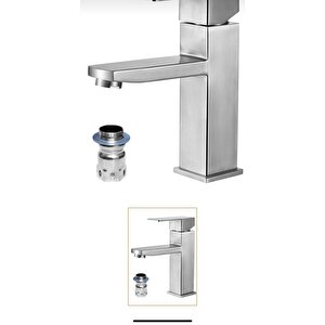 Inox Lavabo Bataryası Inox Lavabo Musluk Kare Inox Lavabo Bataryası