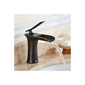 Siyah Renk Şelale  Banyo Lavabo Bataryası