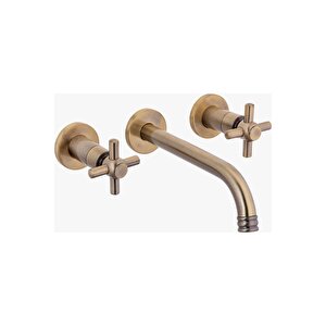 Antik Gold Ankastre Lavabo Bataryası Duvardan Armatür Vintage Tasarım