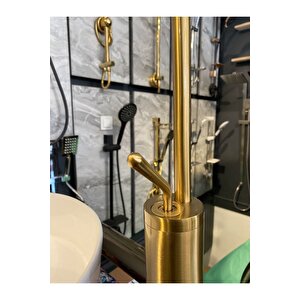 Mat Gold Çanak Lavabo Bataryası Mat Altın Musluk Çanak Lavabo Armatür Drop Design