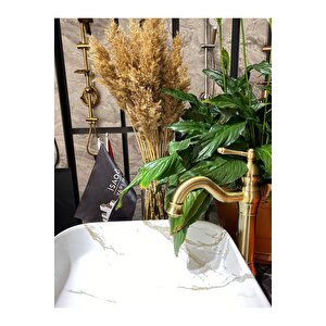 Antik Gold Çanak Lavabo Bataryası Mat Altın Çanak Bataryası Gold Lavabo Bataryası