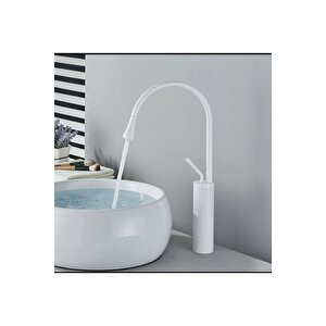 Çanak Lavabo Bataryası Mat Beyaz Lavabo Musluğu Drop Design Armatür Beyaz Musluk