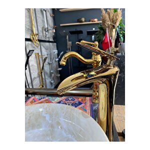 Şelale Lavabo Bataryası Gold Çanak Lavabo Bataryası Şelale Akışlı Altın Lavabo Musluk Banyo Batarya