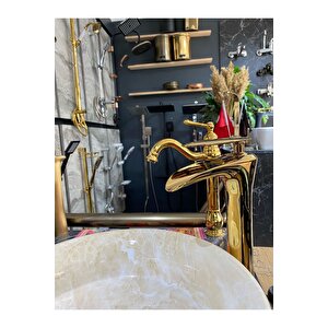 Şelale Lavabo Bataryası Gold Çanak Lavabo Bataryası Şelale Akışlı Altın Lavabo Musluk Banyo Batarya