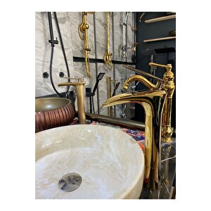 Şelale Lavabo Bataryası Gold Çanak Lavabo Bataryası Şelale Akışlı Altın Lavabo Musluk Banyo Batarya