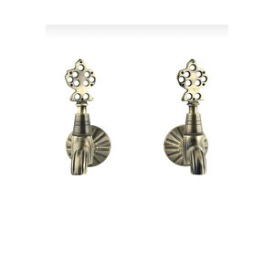 Kurna Musluğu Antik Eskitme Hamam Bataryası 2 Adet Set Antik Gold Pirinç