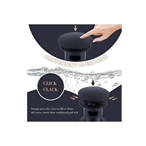 Siyah Lavabo Gideri Mat Siyah Lavabo Süzgeç Bas Bırak Sistem Pirinç Malzeme