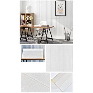 70x35cm 1 Adet Kendinden Yapışkanlı  Beyaz Ahşap Kendinden Yapışkanlı Esnek Duvar Paneli  Nw43