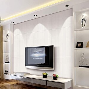 70x35cm 1 Adet Kendinden Yapışkanlı  Beyaz Ahşap Kendinden Yapışkanlı Esnek Duvar Paneli  Nw43