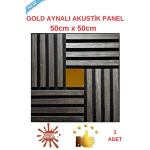 Gold Aynalı Akustik Duvar Paneli 50x50cm Gri̇ 8mm Mdf 4mm Keçe Isı Yalıtımı Ofis Salon Elit Tasarım