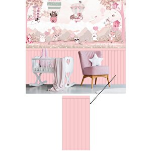 70cmx100cm 1adet Rustik Model Pembe Yapışkanlı Vinil Duvar Kağıdı Çıta Lambiri Panel Desenli
