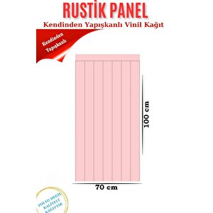 70cmx100cm 1adet Rustik Model Pembe Yapışkanlı Vinil Duvar Kağıdı Çıta Lambiri Panel Desenli