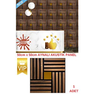 Gold Aynalı Akustik Duvar Paneli 50x50cm Ceviz 8mm Mdf 4mm Keçe Isı Yalıtımı Ofis Salon Elit Tasarım