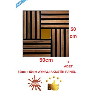 Gold Aynalı Akustik Duvar Paneli 50x50cm Ceviz 8mm Mdf 4mm Keçe Isı Yalıtımı Ofis Salon Elit Tasarım