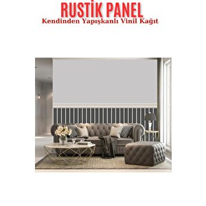 70cmx100cm 1adet Rustik Model Antrasit Yapışkanlı Vinil Duvar Kağıdı Çıta Lambiri Panel Desenli
