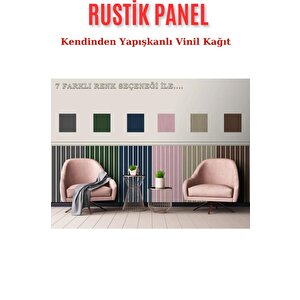 70cmx100cm 1adet Rustik Model Antrasit Yapışkanlı Vinil Duvar Kağıdı Çıta Lambiri Panel Desenli