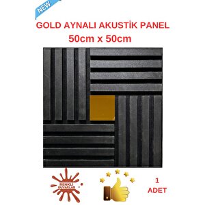 Gold Aynalı Akustik Duvar Paneli 50x50cm Siyah 8mm Mdf 4mm Keçe Isı Yalıtımı Ofis Salon Elit Tasarım