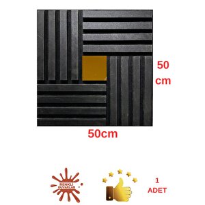 Gold Aynalı Akustik Duvar Paneli 50x50cm Siyah 8mm Mdf 4mm Keçe Isı Yalıtımı Ofis Salon Elit Tasarım