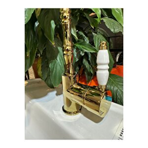 Gold Mutfak Bataryası Zen Design Evye Armatür Vintage Klasik Batarya