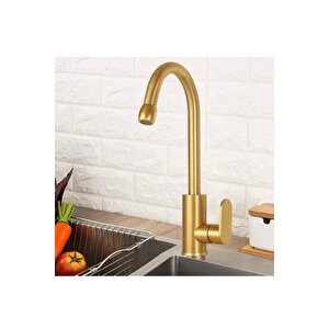 Mat Gold Mutfak Bataryası Mat Altın Evye Musluğu Modern Tasarım Mat Altın