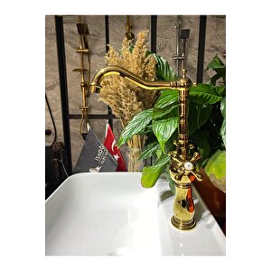 Altın Mutfak Bataryası Gold Evye Musluğu Avantgarde Tasarım Aç Kapa Sistem Rustik Mutfak Bataryası