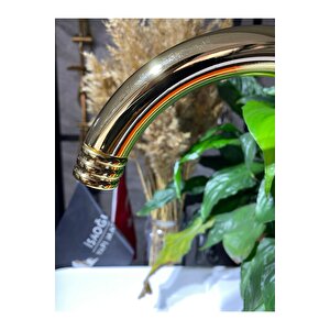 Gold Mutfak Bataryası Altın Evye Musluğu Porselenli Luxury Gold Musluk Rustik Batarya