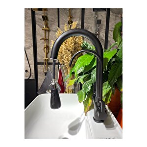 Siyah Spiralli Arıtmalı Mutfak Bataryası Mat Siyah Arıtıcılı Evye Musluğu Luxury Design