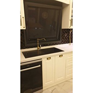 Antik Gold Zen Design Rustik Mufak Bataryası Mat Gold Rustik Batarya Pirinç Musluk Altın Evye Musluk