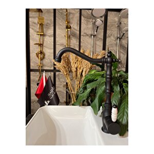 Mat Siyah Zen Design Rustik Mutfak Bataryası Rustik Evye Musluğu Siyah Mufak Bataryası