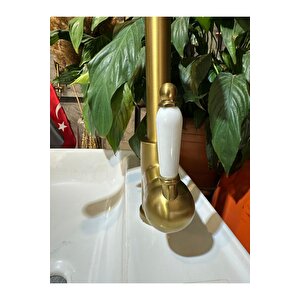 Mat Gold Spiralli Evye Bataryası Mat Altın Uzayan Sistem Armatür Vintage Tasarım