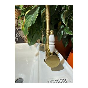 Mat Gold Mutfak Bataryası Zen Design Mat Altın Evye Armatür Vintage Gold