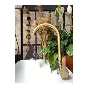 Mat Altın Mutfak Bataryası Mat Gold Evye Musluğu Antik Gold Mutfak Bataryası Eskitme
