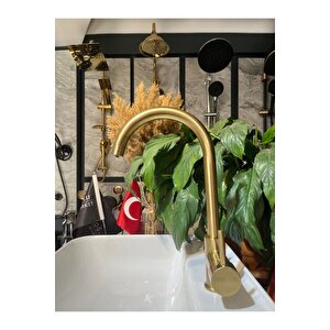 Mat Gold Arıtmalı Mutfak Bataryası Modern Tasarım Arıtmalı Mat Altın Armatür