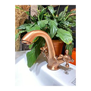 Mat Bakır Bronz Lavabo Bataryası Eskitme Lavabo Musluk Bronz Musluk Premium Design