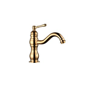 Gold Lavabo Bataryası Vintage Lavabo Musluğu Altın Banyo Bataryası