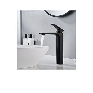 Siyah Çanak Lavabo Bataryası Mat Siyah Çanak Musluk Yüksel Model Lavabo Armatür Batarya
