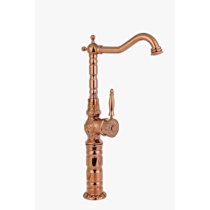 Gold Çanak Lavabo Bataryası Vintage Klasik Çanak Armatür Yüksek Model Altın Musluk