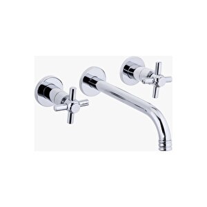 Ankastre Lavabo Bataryası Duvardan Vintage Armatür Silver Gümüş Renk