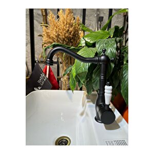 Siyah Lavabo Bataryası Zen Design Kolay Abdest Yüksek Lavabo Musluğu Siyah Armatür
