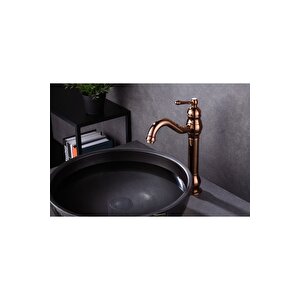 Bakır Çanak Lavabo Bataryası Bronz Lavabo Musluğu Polina Çanak Batarya Rose Bakır Musluk