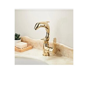 Gold Lavabo Bataryası Özel Tasarım Yunus Seri Vintage Gold Armatür