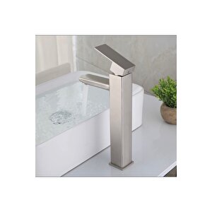 Çanak Lavabo Bataryası Mat Krom Lavabo Musluğu Fırçalanmış Krom Batarya Çanak Lavabo