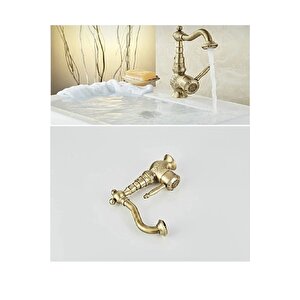 Eskitme Lavabo Bataryası Antik Lavabo Musluğu İşlemeli Vintage Tasarım Banyo Musluğu