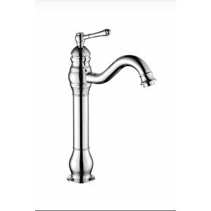 Çanak Lavabo Bataryası Vintage Çanak Armatür Silver Gümüş Renk Banyo Musluğu