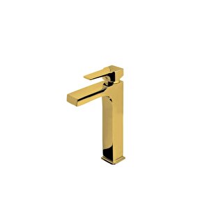 Gold Çanak Bataryası Gold Kare Lavabo Musluğu Premium Yüksek Model Armatür
